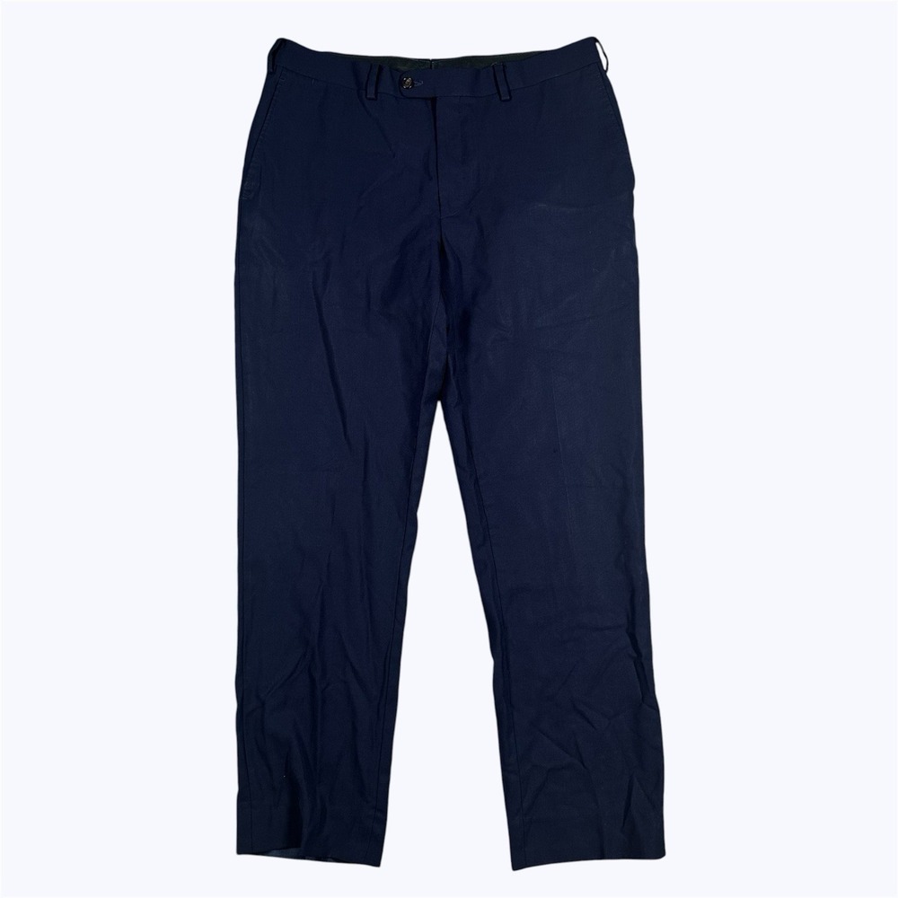 Suit Supply Brescia Pants Mens 32x29 Blue Wool Flat Front Dress Trouser Straight